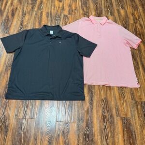 Callaway Mens Black Patterned Polo Shirt XXL - Orange Tommy Bahama XLT Golf Top